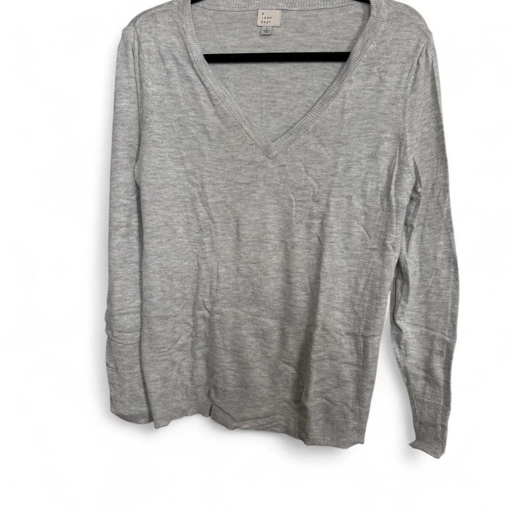 a new day Light Gray V-Neck Sweater